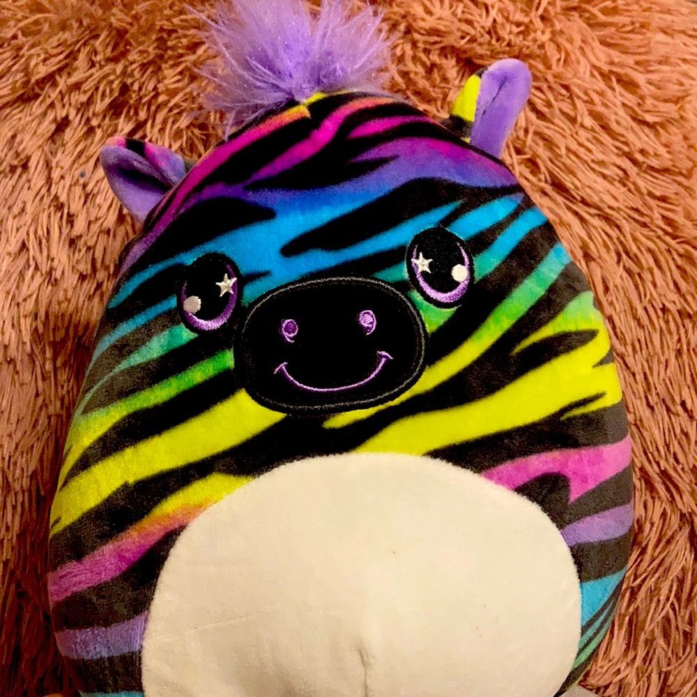 Brand new rainbow zebra squishmallow from a mystery bag from hallmark.